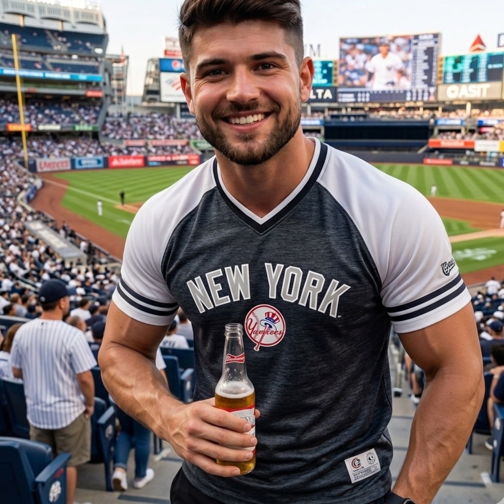 New York Yankees Blue and White Men's Shirt